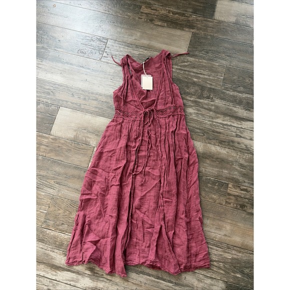 Francesca Bettini Mauve Linen Boho Duster Cover Up OS Lightweight Red Italy - Picture 1 of 7